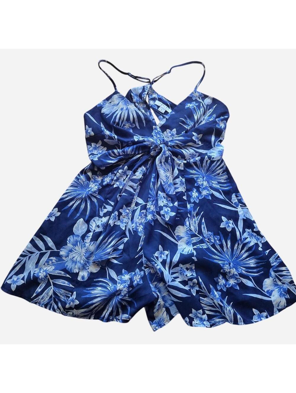 Favlux Fashion Blue Floral Tropical Romper Size L